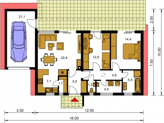 Floor plan of ground floor - BUNGALOW 206
